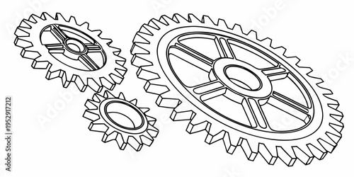 Intricate mechanical gears illustration showcasing different sizes and connections