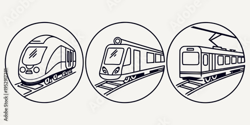 Three different types of trains illustrated in a simple and clear manner