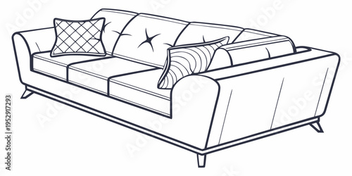 A vintage style sofa with tufted backrest and wooden legs