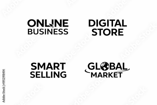 E-commerce elements: online business, digital store, smart selling, global market