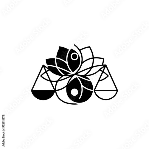 Zen Balance Symbol: Lotus Flower and Scales of Justice