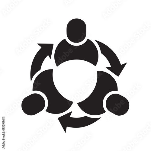 Black Silhouette Icon of Team Collaboration Process