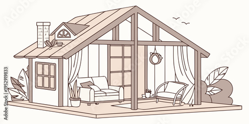 A cozy wooden house with a warm and inviting interior design