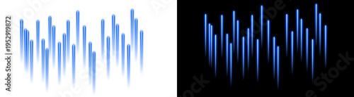 PNG image of Vertical glowing blue light streaks moving rapidly downwards suggesting digital speed and futuristic motion on transparent background