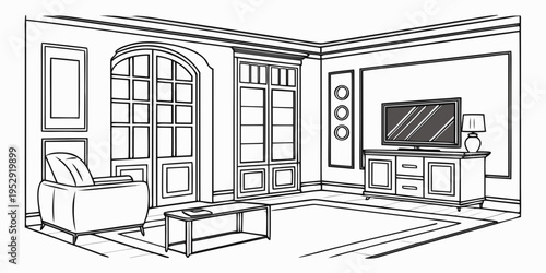 Modern living room with a fireplace and a flat screen television