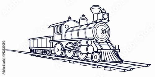 A vintage steam locomotive with a large smokestack and detailed wheels