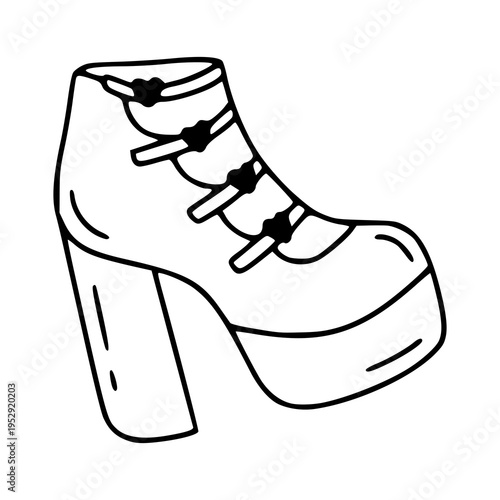 high heel platform shoe with heart buckles doodle illustration