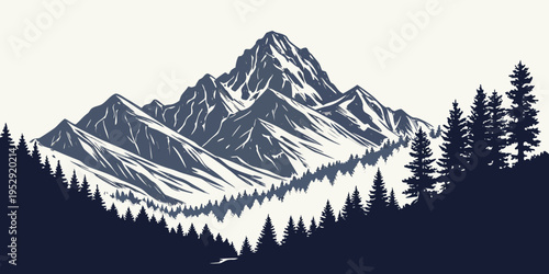 Majestic mountain range with dense forest at its base under a starry night sky