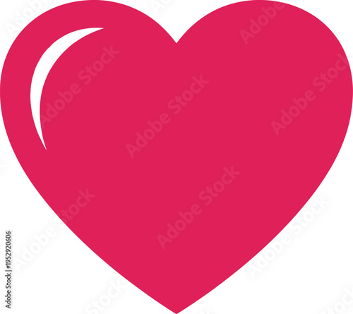 A simple and elegant pink heart shape with a small curve on the upper left side. Vector
