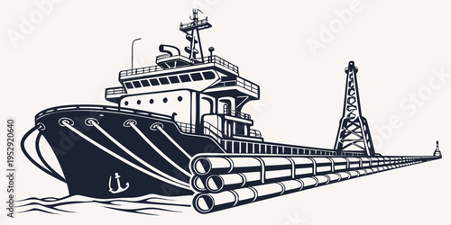 A large ship with a drilling rig on the back is sailing towards an oil platform.