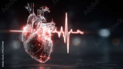 Heart with heartbeat symbol showing in clear style and bright colors during a medical or health theme