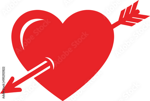 A classic red heart pierced by a love arrow symbolizing romantic affection Vector