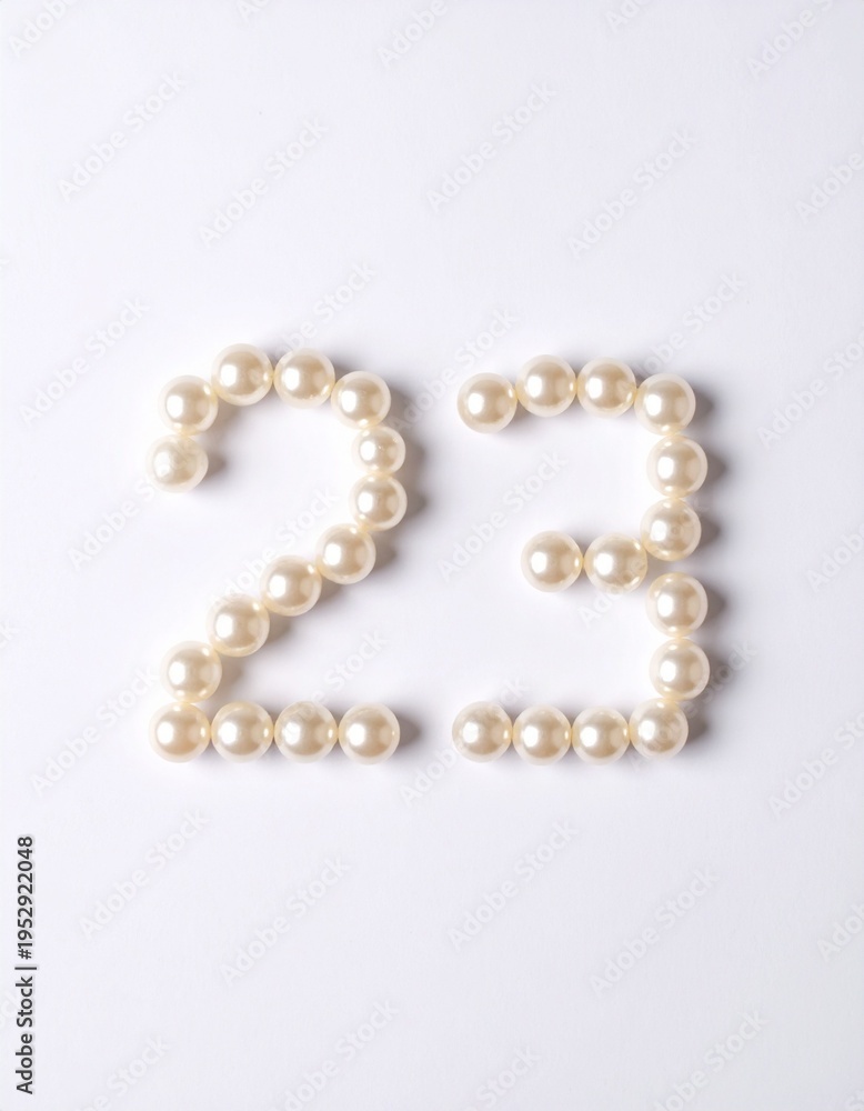 Obraz premium Number 23 made out of small pearls on a neutral solid background