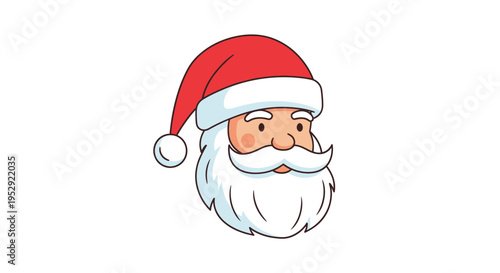Santa Claus Face Icon - Merry Christmas Holiday Character