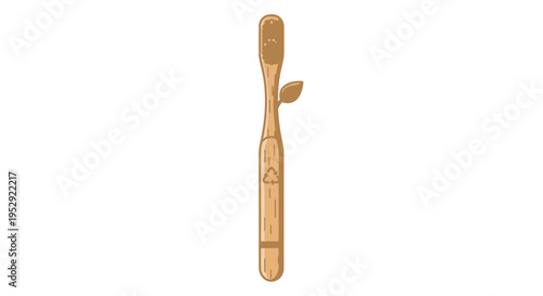 Eco-friendly bamboo toothbrush with leaf detail, sustainable oral hygiene