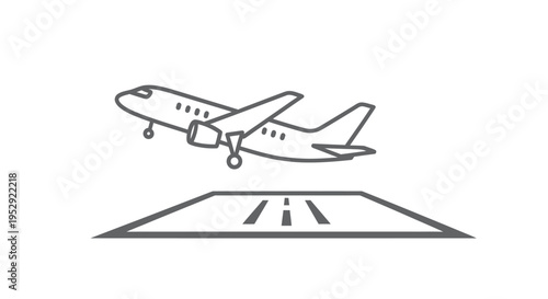 Airplane taking off from runway, travel and aviation concept, vector illustration