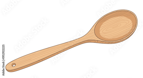 Simple Wooden Spoon Illustration Isolated on White Background