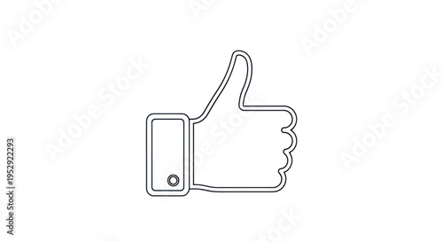 Thumbs Up Icon, Line Art Symbol, Approval Gesture, Positive Feedback, Success Sign