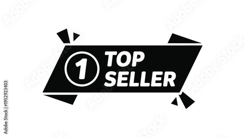 Black ribbon banner displays the number one and declares top seller