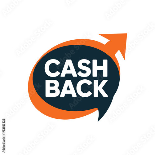 A graphic illustration featuring the words cash back with an upward arrow