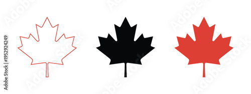 red maple leaf symbol, canada national flag icon, autumn fall leaf illustration, canadian emblem concept, maple silhouette graphic, minimal modern vector design.