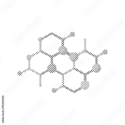Hexagonal Molecular Bond Graphic in Dotted Halftone Design
