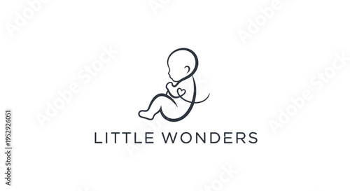 Minimalist Baby Logo Design, Infant Subject, Neutral Background, Vector Illustration, Studio View, Care Concept