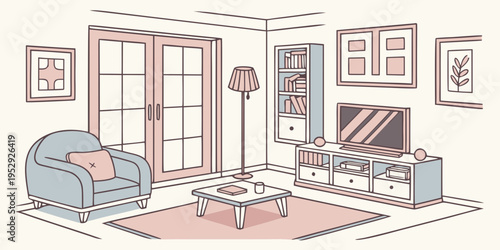 A cozy living room with a comfortable couch, a coffee table, and a television.