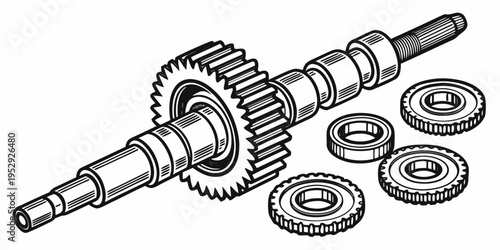 A close up view of a gear mechanism with various components and parts.