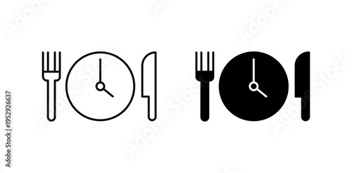 Intermittent fasting icon with editable stroke. Black solid icons