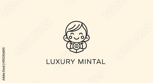 Minimal Baby Icon Logo Design, Child Face, Neutral Background, Vector Graphic, Flat View, Modern Concept