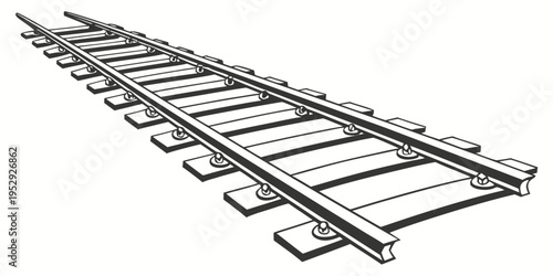 A detailed illustration of a railway track with sleepers and rails