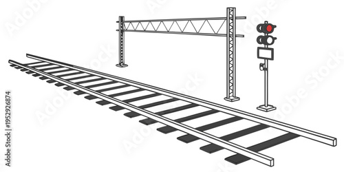 Railroad crossing with barriers and signal lights in a rural setting