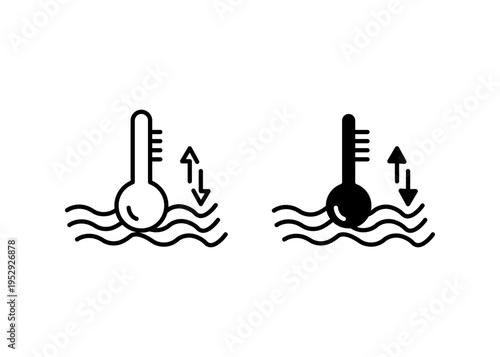 Liquid temperature icon with editable stroke. Black solid icons
