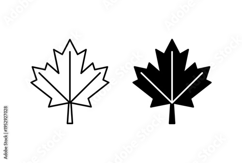 Maple leaf icon with editable stroke. Black solid icons