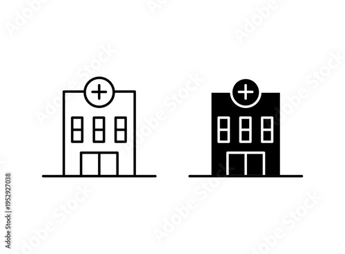 Medical center icon with editable stroke. Black solid icons