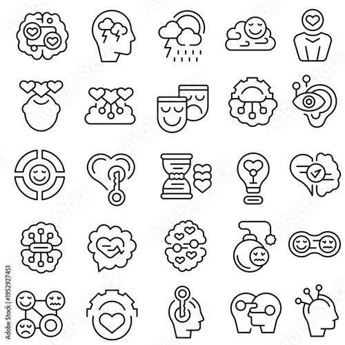“Emotional Intelligence Icon Set – Empathy, Self Awareness, Communication and Psychology Symbols”