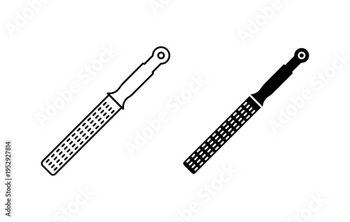 Microplane grater icon with editable stroke. Black solid icons