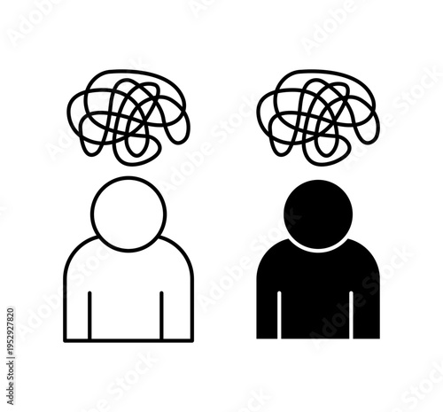 Mental disorder icon with editable stroke. Black solid icons