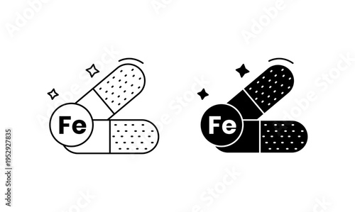 Mineral Fe icon with editable stroke. Black solid icons