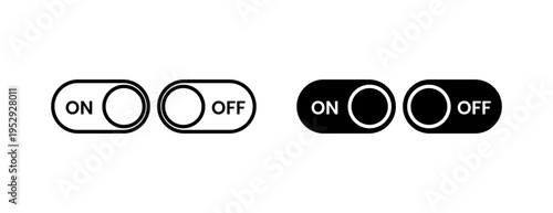 On off switch button slider toggle icon with editable stroke. Black solid icons