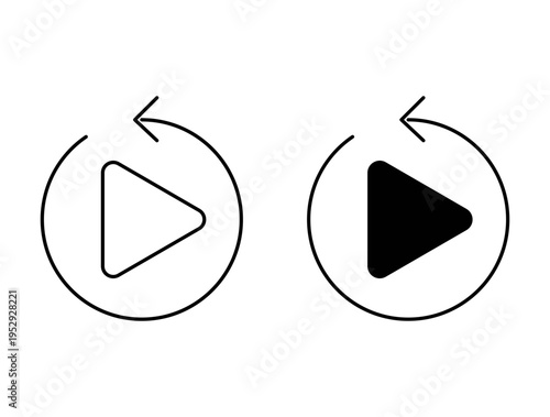 Playback icon with editable stroke. Black solid icons