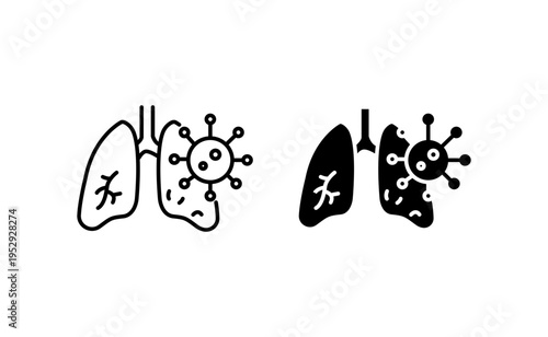 Pneumonia bacterium icon with editable stroke. Black solid icons