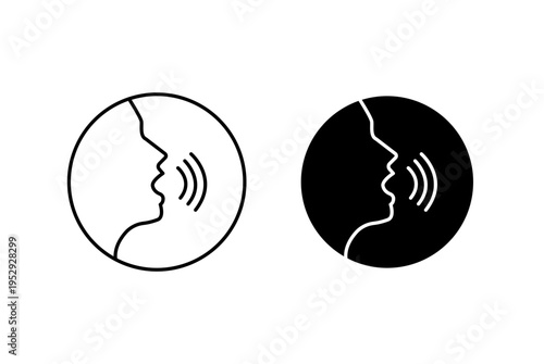 Pronunciation icon with editable stroke. Black solid icons
