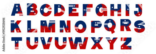 American-style letters where each letter contains one star, and a brush effect is used inside every letter.