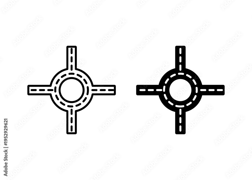Obraz premium Road junction icon with editable stroke. Black solid icons