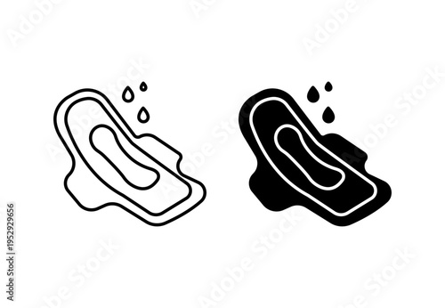 Sanitary pad icon with editable stroke. Black solid icons
