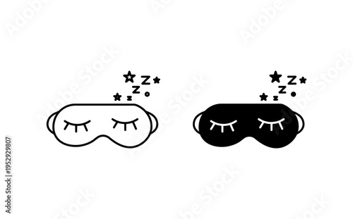 Sleep mask icon with editable stroke. Black solid icons