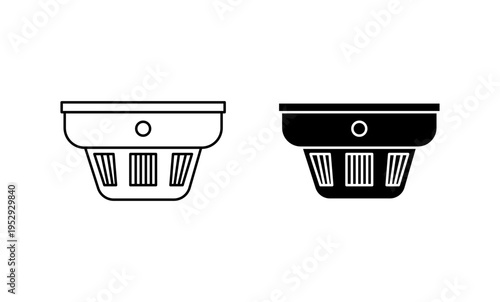 Smoke detector icon with editable stroke. Black solid icons