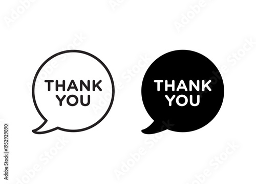 Speech bubbles thank you icon with editable stroke. Black solid icons